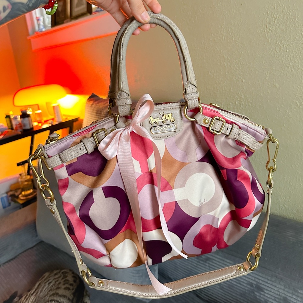 Coach Pink and Purple Patterned Satchel